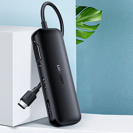 Хаб (разветвитель) (преобразователь) Type-C - HDMI 4K 60Hz, VGA, DisplayPort Ugreen CM260 черный