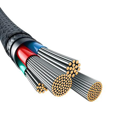 Кабель USB - Lightning для зарядки iPhone 2 м 2.4А плетеный Baseus Unbreakable серый с белым