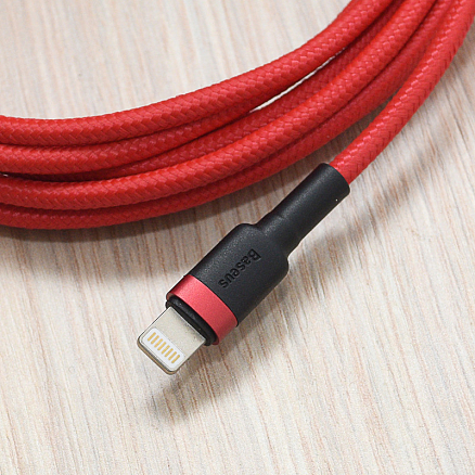 Кабель USB - Lightning для зарядки iPhone 2 м 1.5A плетеный Baseus Kevlar красно-черный