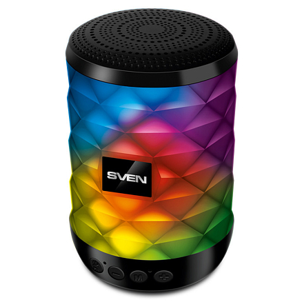 Портативная колонка Sven PS-55 с подсветкой, FM-радио, USB, MicroSD черная