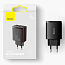 Зарядное устройство сетевое с двумя USB и Type-C входом 3А 30W Baseus Compact (быстрая зарядка PD, QC 3.0) черное