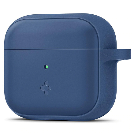 Чехол для наушников AirPods 3 силиконовый с карабином Spigen Silicone Fit темно-синий