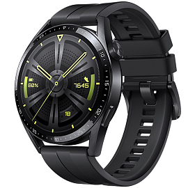 Ремешок-браслет для Huawei Watch GT 3 46 мм силиконовый Hurtel черный
