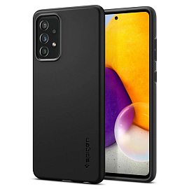 Чехол для Samsung Galaxy A72 пластиковый тонкий Spigen Thin Fit черный