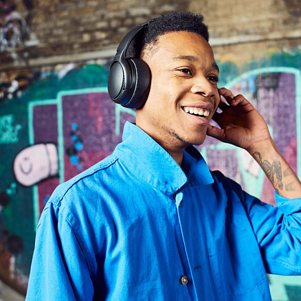 Наушники беспроводные Bluetooth Panasonic RB-M500BGE-K полноразмерные с микрофоном черные