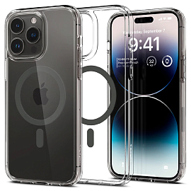 Чехол для iPhone 14 Pro Max гибридный Spigen Ultra Hybrid MagSafe прозрачно-серый
