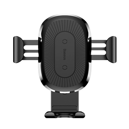 Держатель автомобильный в решетку обдува с беспроводной зарядкой (быстрая) и гравитационным зажимом Baseus Gravity черный
