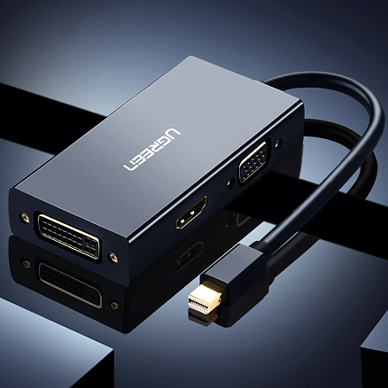 Переходник Mini DisplayPort - HDMI, VGA, DVI-I длина 14,5 см Ugreen MD114 черный