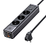 Сетевой фильтр на 3 розетки, 1 USB, 2 Type-C 30W GaN длина 1.5 м McDodo CH-0620 (быстрая зарядка QC, PD) черный