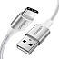 Кабель Type-C - USB 2.0 для зарядки 3 м 3А плетеный Ugreen US288 (быстрая зарядка QC 3.0) белый