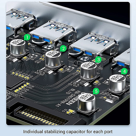 Адаптер PCI-E на 4 порта USB 3.0 Ugreen CM468 серебристый