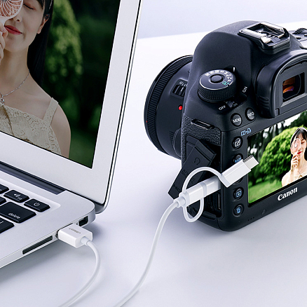 Кабель USB - MicroUSB, MiniUSB, Type-C 1 м 2A Ugreen US185 белый
