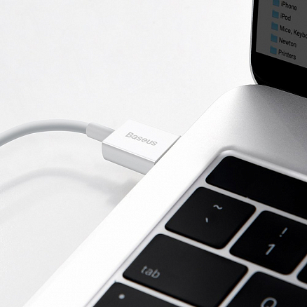 Кабель USB - Lightning для зарядки iPhone 0,25 м 2.4А Baseus Superior белый