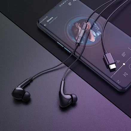 Наушники Hoco M1 Pro в разъем Type-C вакуумные с микрофоном и пультом черные