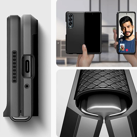 Чехол для Samsung Galaxy Z Fold 4 гибридный Spigen Tough Armor черный