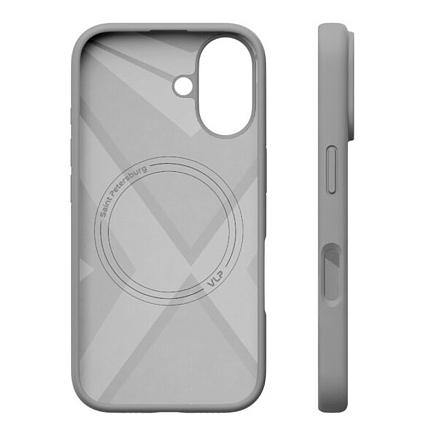 Чехол для iPhone 16 силиконовый VLP Aster MagSafe серый