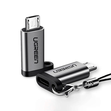 Переходник MicroUSB - Type-C (папа - мама) Ugreen US282 серый
