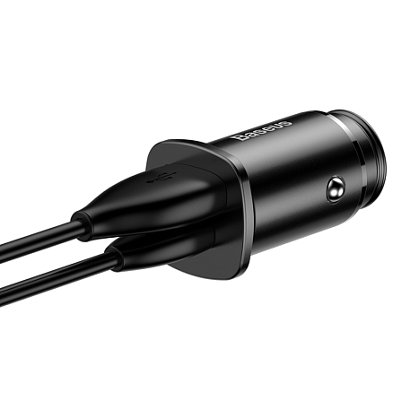 Зарядное устройство автомобильное с USB и Type-C входами 4.5А 30W Baseus Square PPS (быстрая зарядка PD 3.0, QC 3.0) черное