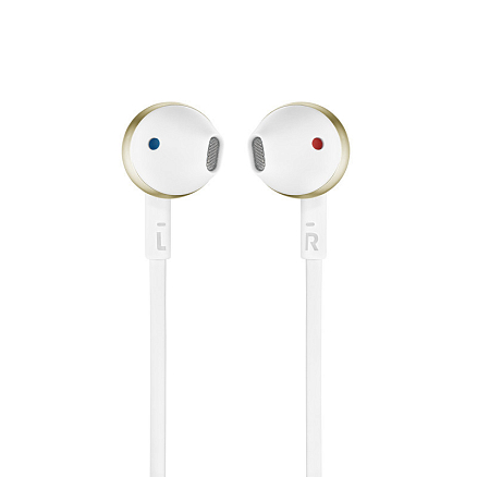 Наушники JBL Tune Tune 205 вкладыши с микрофоном и плоским проводом бело-золотистые
