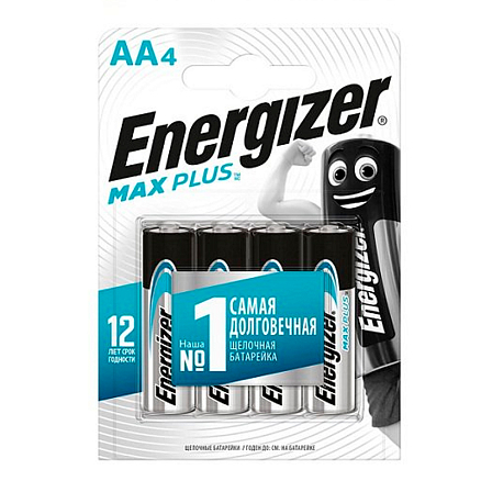 Батарейка LR6 Alkaline (пальчиковая большая AA) Energizer MAX Plus BP4 упаковка 4 шт.