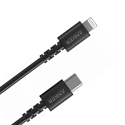 Кабель Lightning - Type-C длина 0.9 м 18W MFi Anker Powerline Select+ (быстрая зарядка) черный