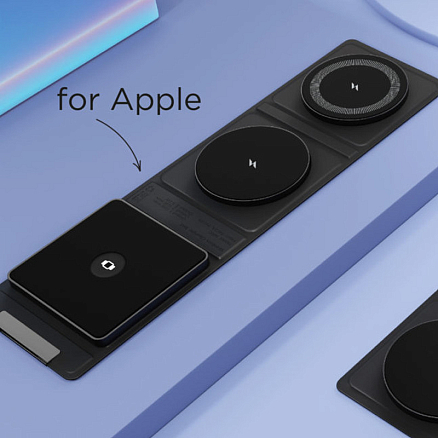 Беспроводная зарядка 3-в-1 для телефона, Apple Watch и AirPods 15W VLP M-Charger черная