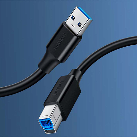 Кабель USB 3.0 - USB B для подключения принтера или сканера 2 м Ugreen US210 черный