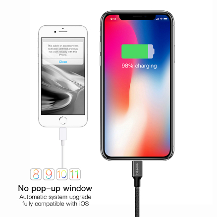 Кабель USB - Lightning для зарядки iPhone 1,2 м 2A плетеный Baseus Yiven черный