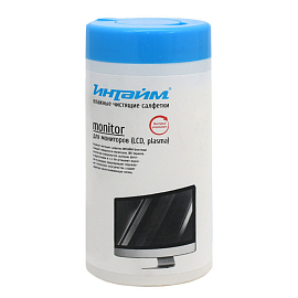 Салфетки для чистки дисплеев Интайм Office Monitor в тубе 100 шт.