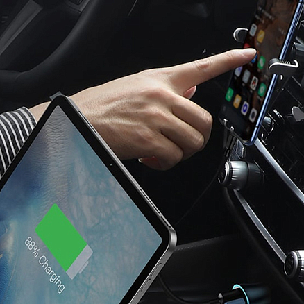 Зарядное устройство автомобильное с USB и Type-C входами 5A 40W Baseus Golden Contactor Pro серое