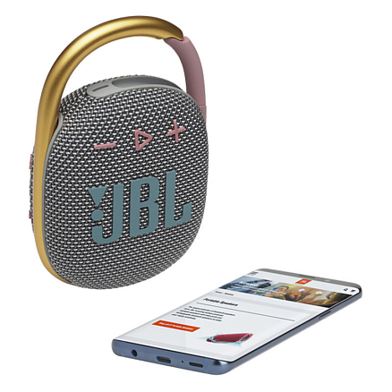 Портативная колонка JBL Clip 4 с защитой от воды серая