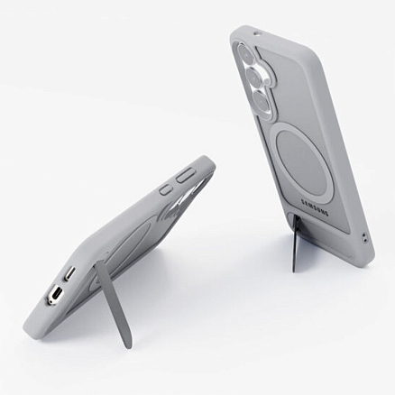 Чехол для Samsung Galaxy S25 Ultra гибридный с подставкой VLP Reels Magsafe прозрачно-серый