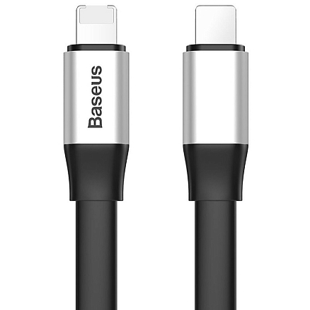 Кабель USB - MicroUSB, Lightning для зарядки 23 см 2А плоский Baseus Portable серый