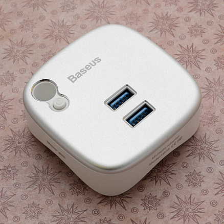 USB 3.0 HUB (разветвитель) на 2 порта, Ethernet, картридер SD и MicroSD Baseus HR35 серебристый