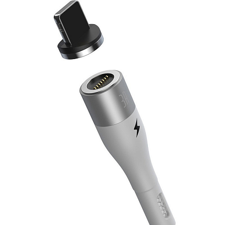 Кабель USB - Lightning для зарядки iPhone 1 м 2.4А магнитный плетеный Baseus Zinc белый