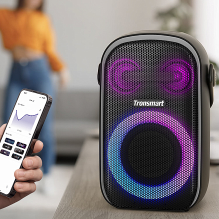 Портативная колонка Tronsmart Halo 100 для вечеринок с защитой от воды, подсветкой, USB, поддержкой MicroSD карт черная
