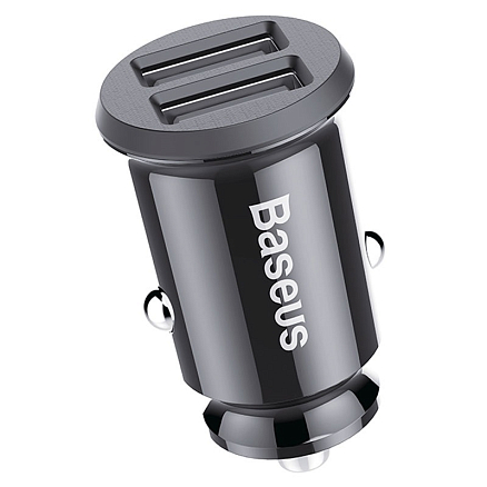 Зарядное устройство автомобильное с двумя USB входами 3.1А Baseus Grain черное