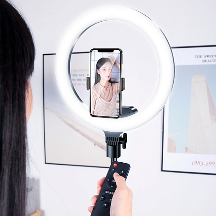 Кольцевая лампа диаметром 32 см с пультом ДУ AL-33 черная