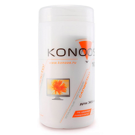 Салфетки для чистки дисплеев Konoos KBF-100 в тубе 100 шт.