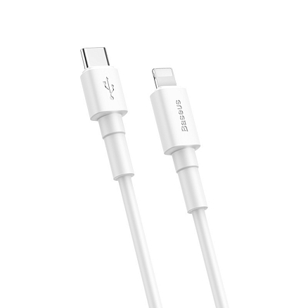Кабель Type-C - Lightning для зарядки iPhone 1 м 2.4А 18W Baseus Mini White (быстрая зарядка PD) белый