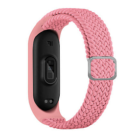 Сменный браслет для Xiaomi Mi Smart Band 3, 4, 5, 6 текстильный Hurtel Fabric розовый