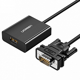 Преобразователь VGA + Audio - HDMI (папа - мама) с питанием MicroUSB Ugreen CM269 черный