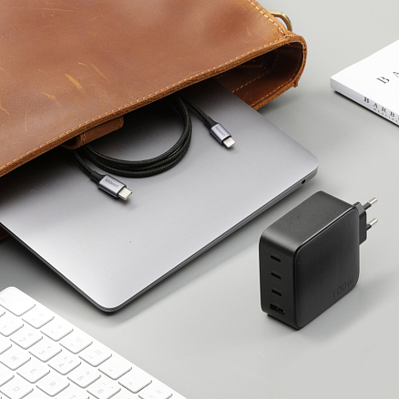 Зарядное устройство сетевое с USB и тремя Type-C входами 100W GaN Ugreen CD226 (быстрая зарядка PD 3.0, QC 3.0) черное