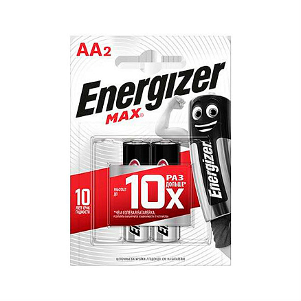 Батарейка LR6 Alkaline (пальчиковая большая AA) Energizer MAX BP2 упаковка 2 шт.