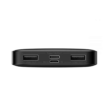 Внешний аккумулятор Baseus Bipow Digital с дисплеем 10000мАч (USB, Type-C, ток 3А, быстрая зарядка PD, QC 3.0, 15Вт) черный