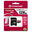 Карта памяти Transcend Premium 300X MicroSDXC 128Gb Class 10 с адаптером SD скоростная UHS-I
