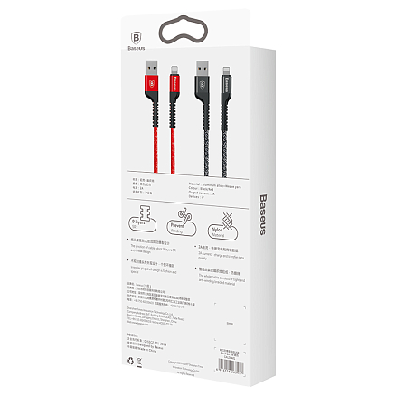 Кабель USB - Lightning для зарядки iPhone 1,5 м 2А плетеный Baseus Confidant красный