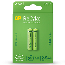 Аккумуляторы AAA (пальчиковые маленькие) Ni-Mh 950мАч GP Gift box комплект 2 шт.