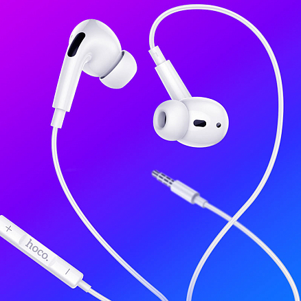 Наушники Hoco M1 Pro вакуумные с микрофоном и пультом белые