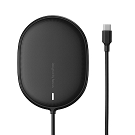 Беспроводная магнитная зарядка MagSafe для iPhone 15W с Type-C Baseus Light BS-W518 черная